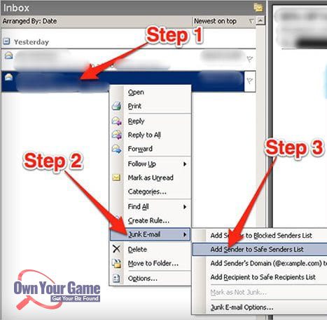 Outlook email whitelisting
